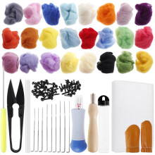 Good Elasticity Craft Fiber, Wet Felting Compatible Needle Felting Wool from Natural Wool Material, DIY Materials with Soft and Flexible Texture for