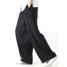 Linnen broek voor heren, zomerse casual kleding, losse pasvorm, harembroek met trekkoord in de taille, rechte pijpen, comfortabele stof voor
