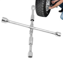 4 Way Lug Wrench Carbon Steel Multi Size Foldable Nut Remover Portable Tool For Outdoor
