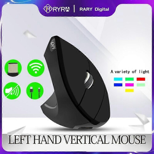 RYRA Ergonomic Vertical Mouse 2.4G Wireless Left-Handed Computer 6 Buttons 1600 DPI 1
