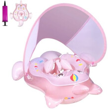 (Einhorn, L) Baby Swimming Ring with Safety Seat, Inflatable Baby Float for Bath Time, Fun Water Toy for Infants Toddlers 3-36 Months