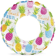 Intex Kinder Lively Print Swim Rings, 51 Inch Inflatable Swimming Ring with Pink Octopus, Coral Reef Fish, Realistic Starfish Design, 59230NP