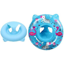 (Blue Flamingo) XQMMGO Baby Swimming Ring Float with Seat, Inflatable Pool Bathing Accessories for Infants Toddlers Aged 6-36 Months