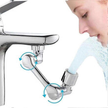 (Silver A) 1080 Degree Swivel Extension Faucet Aerator Rotate Robotic Arm Tap Extender Universal Faucet Extender 2 Modes