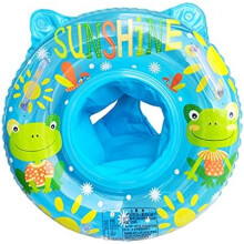 (Blue Frog) XQMMGO Baby Swimming Ring Float with Seat, Inflatable Pool Bathing Accessories for Infants Toddlers Aged 6-36 Months