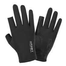 (Black) Sports Breathable Cooling Ice Silk Gloves UPF50+ Sun Protection for Cycling, Fishing & Driving