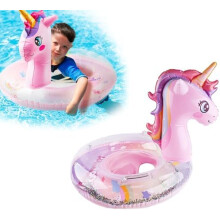 Baby Swim Ring 1-3 Years, Inflatable Swimming Float with Handles, Cartoon Design Pool Float for Toddlers, Portable Bath & Beach Toy, Safe Water Play
