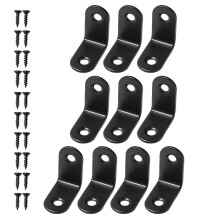 (10pcs 30mm, Black) 90 Degree L-Shape Bracket Corner Brace Set, Stainless Steel Corner Brackets for Shelves Wood Furniture Cabinet Table Drawer