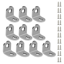 (10pcs 20mm, Silver) 90 Degree L-Shape Bracket Corner Brace Set, Stainless Steel Corner Brackets for Shelves Wood Furniture Cabinet Table Drawer