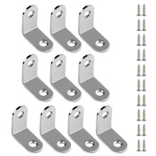 (10pcs 30mm, Silver) 90 Degree L-Shape Bracket Corner Brace Set, Stainless Steel Corner Brackets for Shelves Wood Furniture Cabinet Table Drawer