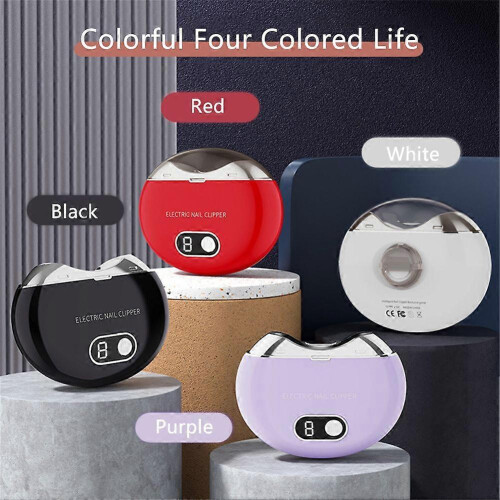 (red) Automatic Electric Nail Clipper Trimmer Manicure Care Tool Rechargeable Portable 2