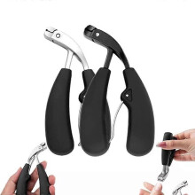 (Black Silver) Sherum Clipmaster Pro, Ergonomic Angled Head Thick Toenail Clipper for Seniors