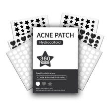 (Black) 360Pcs Invisible Acne Patches Pimple Stickers Zits Blemishes Spots Cover Hydrocolloid Acne Patch for Face and Body