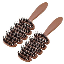 (2pcs) Volumizing Boar Bristle Hair Brush, Soft Natural Bristles Brush for Thin and Fine Hair, Hairbrush for Women
