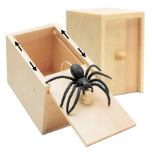 Handcrafted Rubber Spiders Prank Wooden Box - Funny Surprise Fun Gift Wooden Box, Interactive Gag Gift for Friends & Family