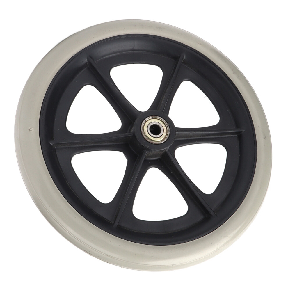Gray Skidproof 8In Pu Walker Caster Wheel With Ball Bearing Durable Replacement