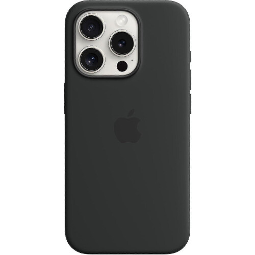 (Black) For Apple iPhone 15 Pro Silicone Case with MagSafe