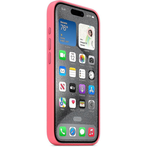 (Pink)For Apple iPhone 15 Pro Silicone Case with MagSafe 2