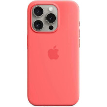 (Guava) For Apple iPhone 15 Pro Silicone Case with MagSafe