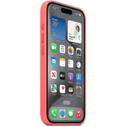 (Guava) For Apple iPhone 15 Pro Silicone Case with MagSafe 2