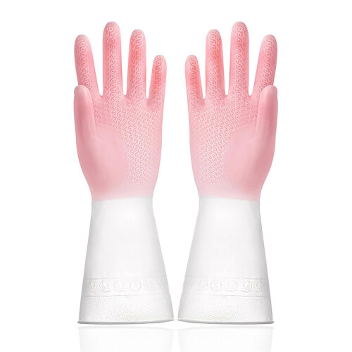 (S Code, Pink) Multi Purpose Waterproof Gloves Waterproof Sturdy Household Cleaning Gloves for Laundry Room