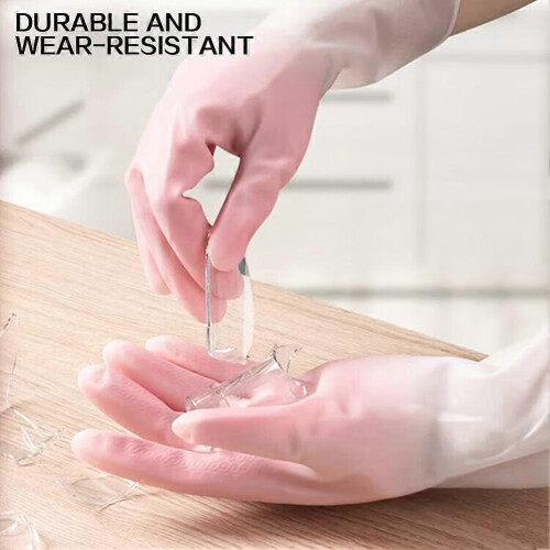 (Code M, Pink) Multi Purpose Waterproof Gloves Waterproof Sturdy Household Cleaning Gloves for Laundry Room 2