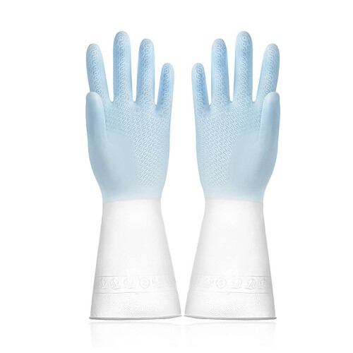 (Code M, Blue) Multi Purpose Waterproof Gloves Waterproof Sturdy Household Cleaning Gloves for Laundry Room