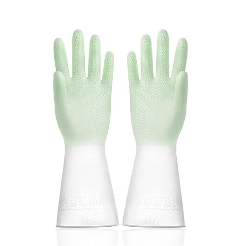 (L Code, Green) Multi Purpose Waterproof Gloves Waterproof Sturdy Household Cleaning Gloves for Laundry Room