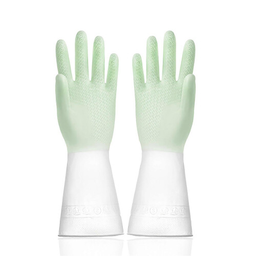 (Code M, Green) Multi Purpose Waterproof Gloves Waterproof Sturdy Household Cleaning Gloves for Laundry Room