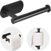 (Black) Stainless Steel Toilet Paper Holder - Self Adhesive Wall Mount Paper Holder for Bathroom Kitchen Home