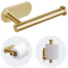 (Glod) Stainless Steel Toilet Paper Holder - Self Adhesive Wall Mount Paper Holder for Bathroom Kitchen Home