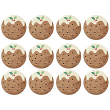 (12pcs) Christmas Wooden Coaster Set, Drinks Wood Coasters Heat Resistant Cup Mats for Holiday Decor & Gift, 4 inches