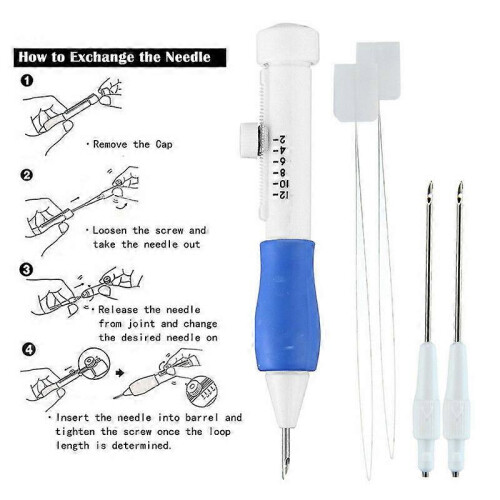 DIY Sewing Tools Kit Magic Embroidery Pen Punch Needle Set with 12 Color Threads 2