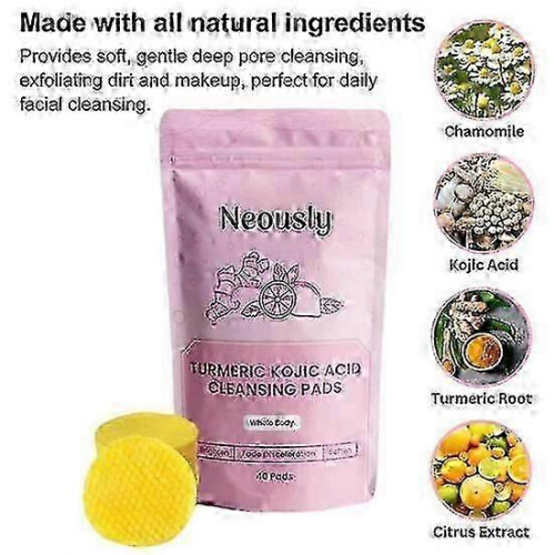 (40pcs)40/80 Pcs Face Cleaning Pads Neously Kojic Pads Deep Turmeric 1