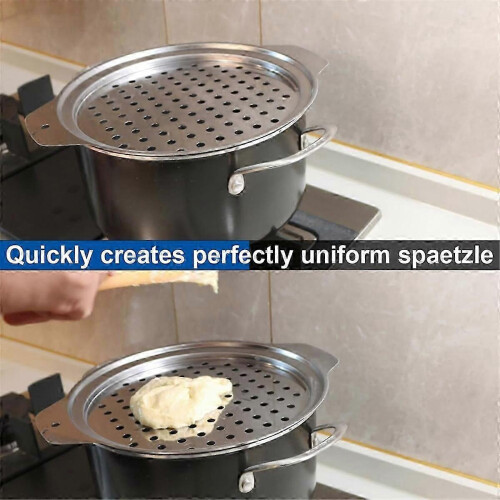 Stainless Steel Spaetzle Maker Lid with Scraper Traditional German Egg Noodle Maker Pan Pot Spaghett 2