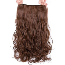Extension per capelli con clip per donna, parrucca completa in un unico pezzo con 5 clip, resistente al calore, sintetica, riccia e ondulata, a