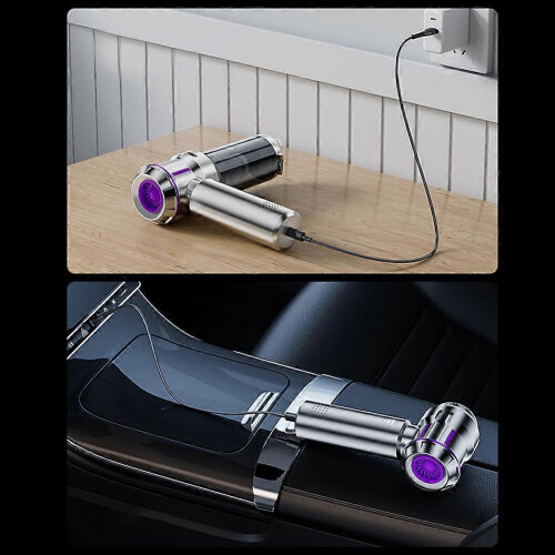 (Silver) Hand Held Vacuum Cleaner Wet Dry Dual Use Powerful Air-Duster for PC Laptops 2
