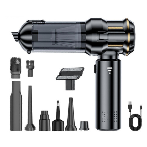 (Black) Hand Held Vacuum Cleaner Wet Dry Dual Use Powerful Air-Duster for PC Laptops