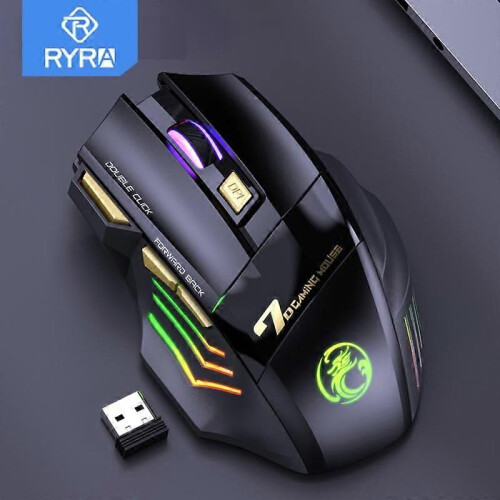 RYRA Rechargeable Wireless Mouse Gamer for Computer RGB Gaming Mice Bluetooth 2.4G 2