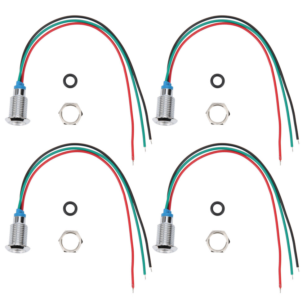 4 Sätze vorverdrahtete runde LEDs aus Metall,