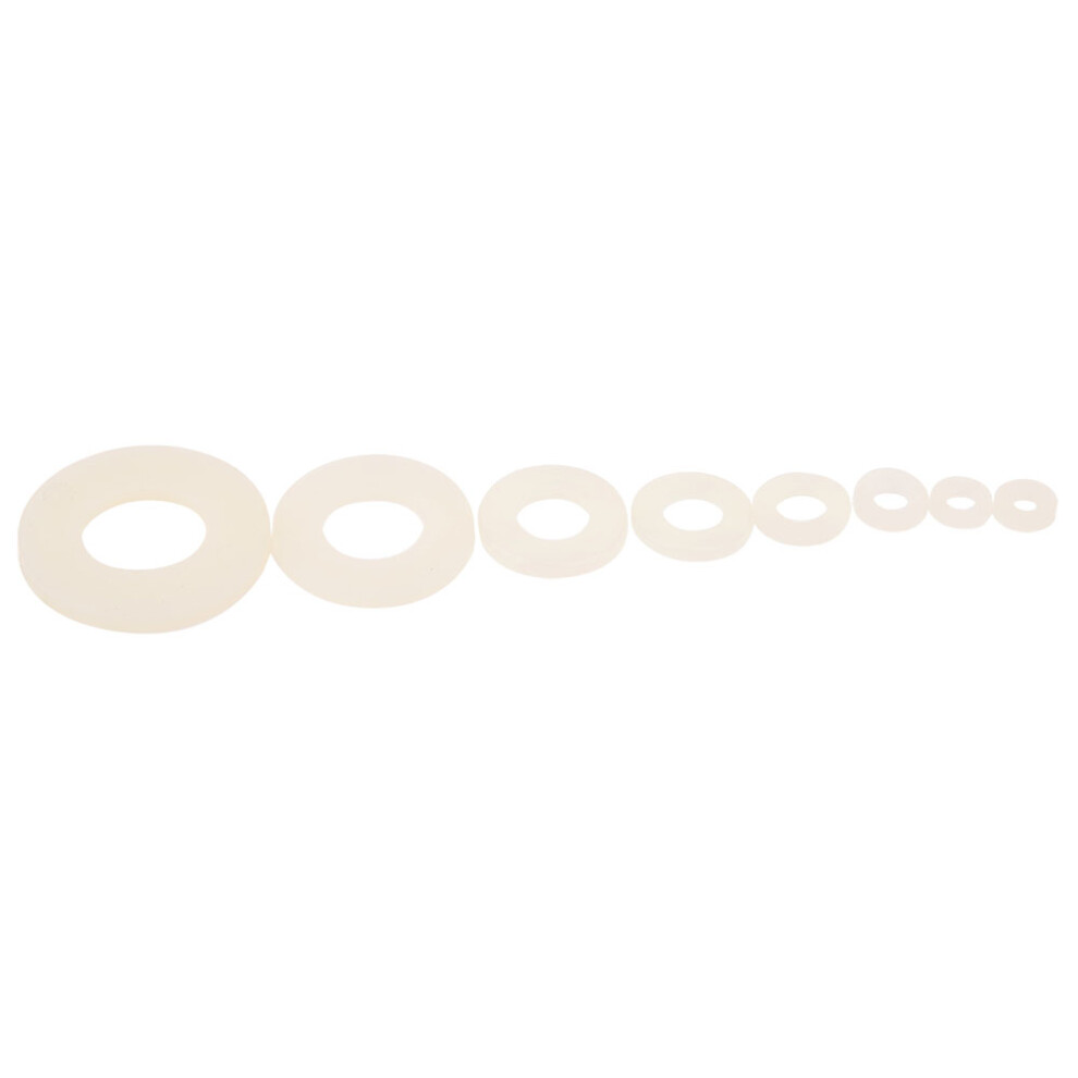 500Pcs Nylon Washer Set M2-M10, Assorted Sizes, White Hardware 9461382732216
