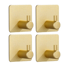 (Space Aluminium, Golden 4PCS) 4pcs Wall Mounted Towel Hanger Rustproof Easy Installation Bathroom Organiser Rack for Shower
