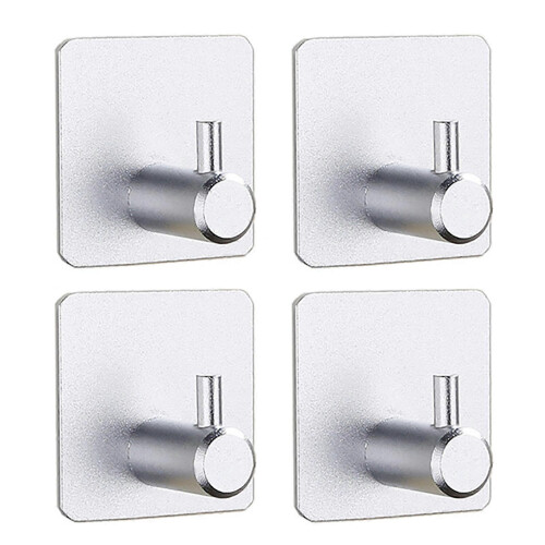 (Space Aluminium,Silver 4PCS)4pcs Wall Mounted Towel Hanger Rustproof Easy Installation Bathroom Organiser Rack for Shower
