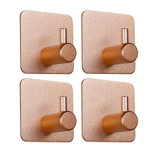 (Space Aluminium, Rose Gold 4PCS) 4pcs Wall Mounted Towel Hanger Rustproof Easy Installation Bathroom Organiser Rack for Shower