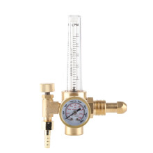 Welding Weld Flow Meter Assembly, Pressure Gauge Equipped Gas Regulator with Dual Scale for Argon CO2, Adjustable Output Flow 0-25 LPM Full Copper