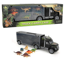 Dinosaur Model Toy Set - Pull Back Car Carrier Transport Truck