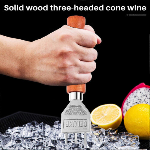 Ice Pick - Sturdy Ice Chipper with Solid Wood Handle, 304 Stainless Steel Three Pronged Ice Crusher 1