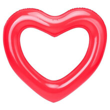 (Red) Love Heart Swimming Ring Inflatable Water Swimming Seat for Pool Summer 90cm