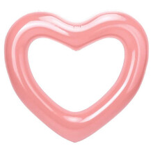 (Rose Gold) Love Heart Swimming Ring Inflatable Water Swimming Seat for Pool Summer 90cm