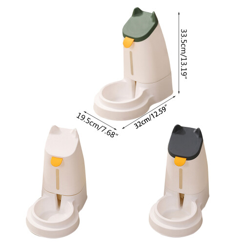 Cat Feeder Cat Automatic Feeder And Water Pet Feeder-Gray black 1